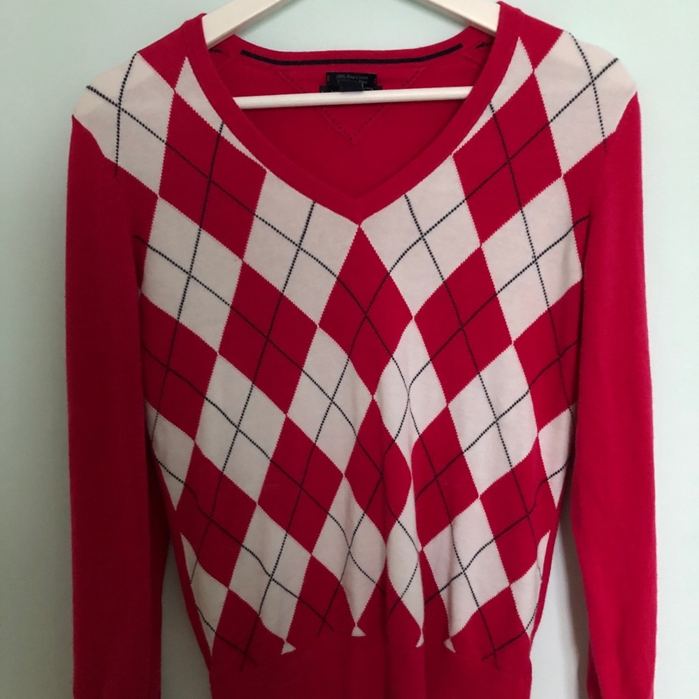 Pink/White Argyle print Tommy Hilfiger Sweater